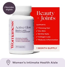 Womaness Active Glow Hair Skin and Nails Vitamins - Biotin, Longvida Curcumin