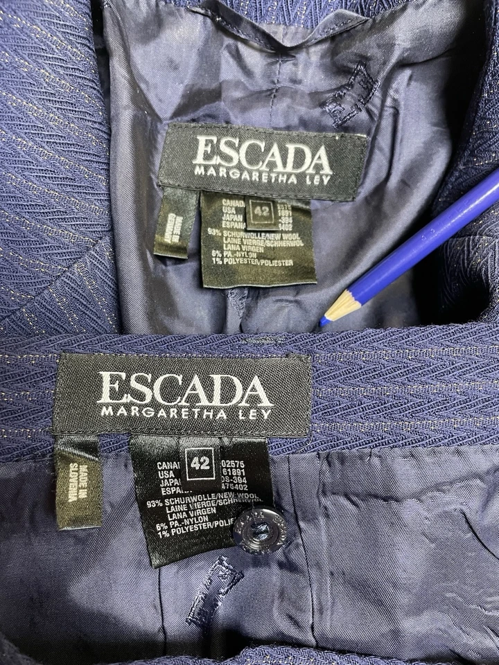 Traje Falda Escada Margaretha Ley Talla 42 Se Ajusta Como 10 Conjunto Dos Piezas Bolsillos M Foto 2 de 4