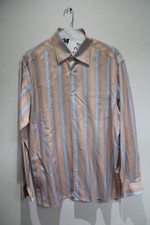 Men's Ermenegildo Zegna Striped Button Down Dress Shirt Size Xlarge