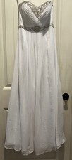 David's Bridal Wedding Gown By Galina Signature White Beaded Pre Owned size 6