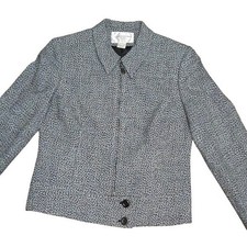Jones New York Suit Women's Blazer Jacket Black White Textured Size 10