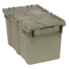 QUANTUM STORAGE SYSTEMS QDC2213-12 Attached Lid Container,Gray,Solid,HDPE 9NMR6