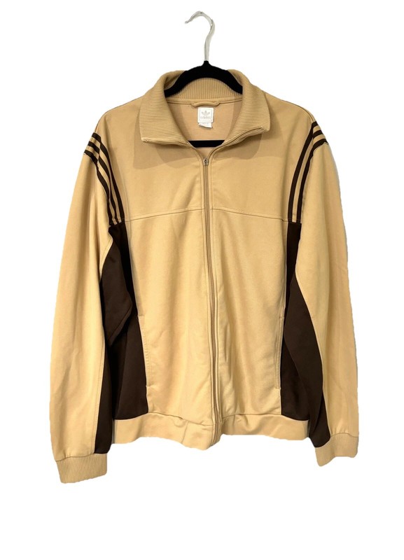 VTG Adidas Zip Up Track Jacket Gold/Yellow And Brown Size XL Hip Hop Streetwear