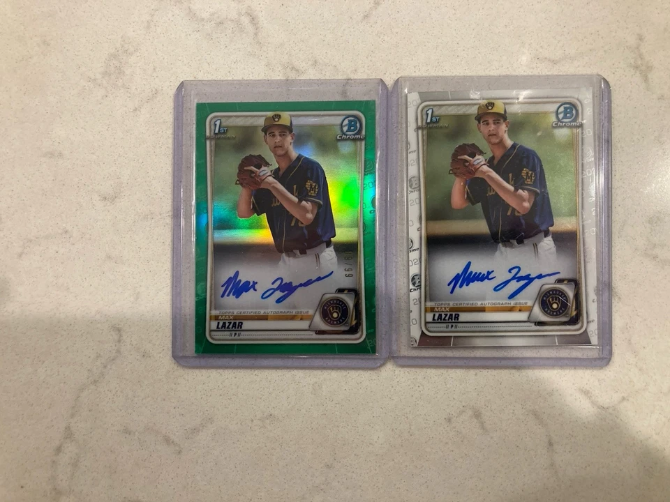 2020 Bowman Chrome Prospect Auto Green Refractor /99 Max Lazar #CPA-ML Auto Lot - Image 2 of 4