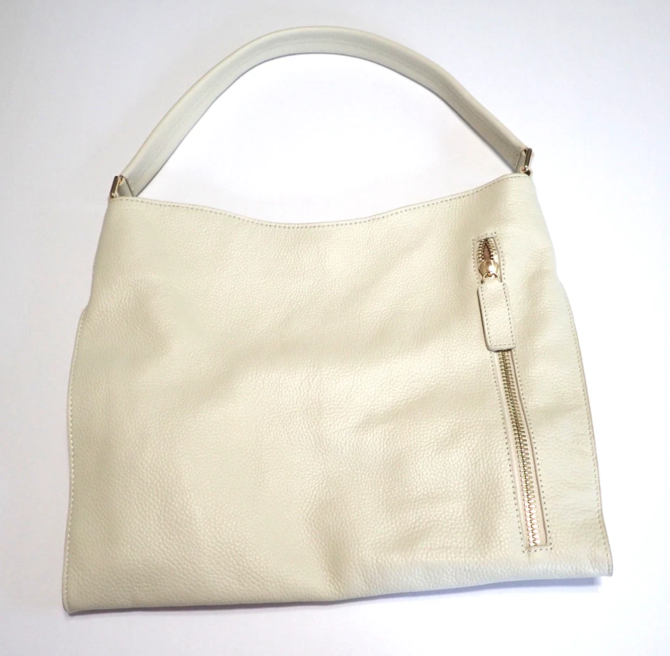 TOTE LE MONDE Leather Purse Florence Slouch Shoulder Bag Ivory White ~Brand NEW!
