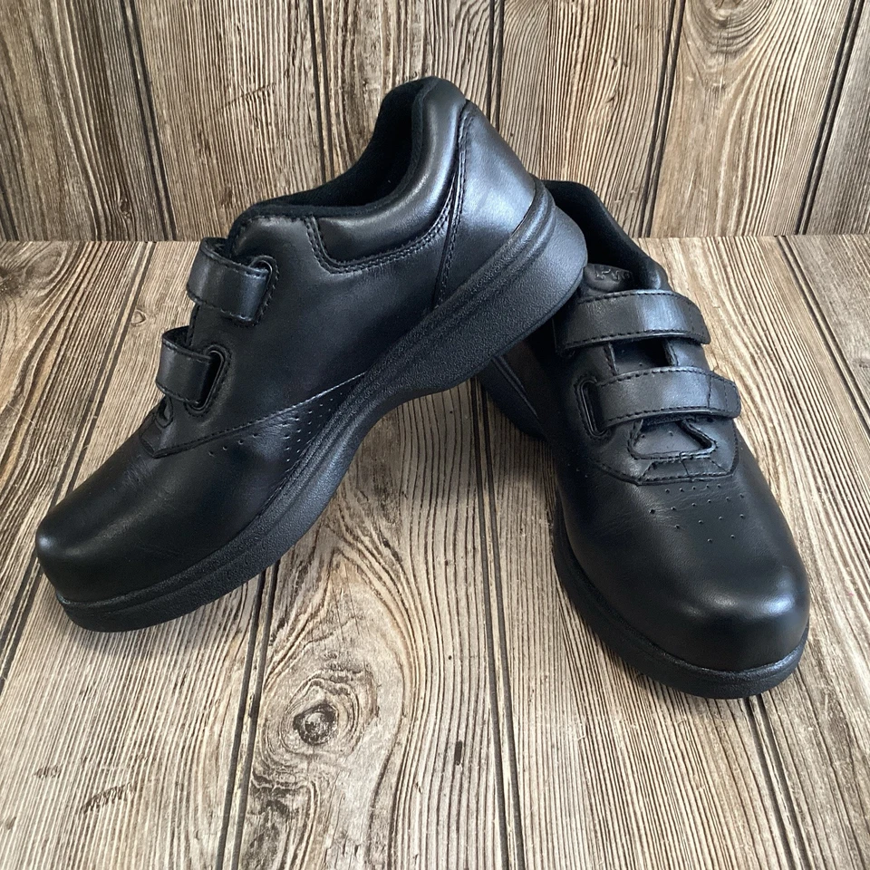 Propet Vista Walker 鞋女式 X 宽 8 2E EE 黑色皮革钩环舒适 — 第 2/4 张图片