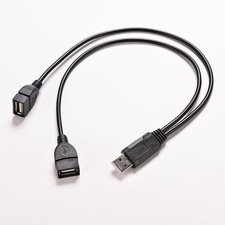 Nützliche 35cm/13.78’’ USB 2.0a Stecker zu Dual USB Buchse Kabel Adapter Black