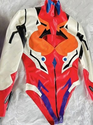 Latex Gummi EVA 02 Asuka Langley cosplay Leotards gloves customized 0.4mm #887