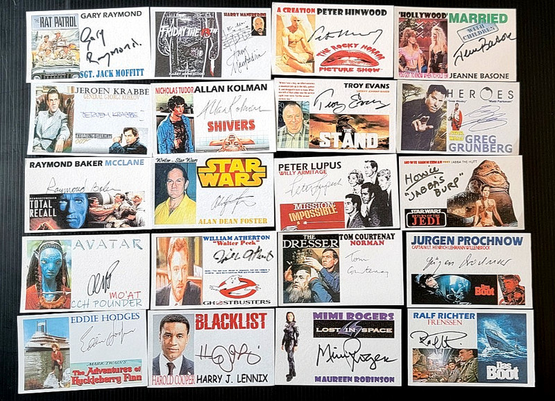 FREE SHIPPING 20 AUTOGRAPHED CELEBS MOVIES/TV RELATED 3X5 INCH INDEX CARDS LOT J