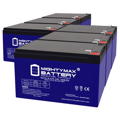 Mighty Max 12V 12AH GEL F2 Replaces Aleko AR900 Sliding Gate Opener - 6 Pack