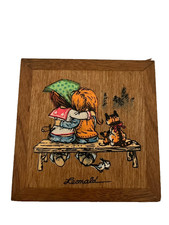 Vintage Friends on Bench Leonard Hand Painted Wood Decor - Pre-Owned
