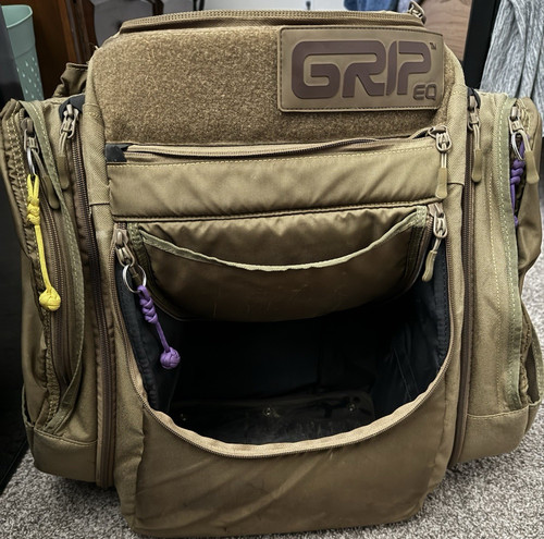 GRIPeq Brown Disc Golf Bag Multiple Compartments Can/Bottle Clothing Pencil Pen