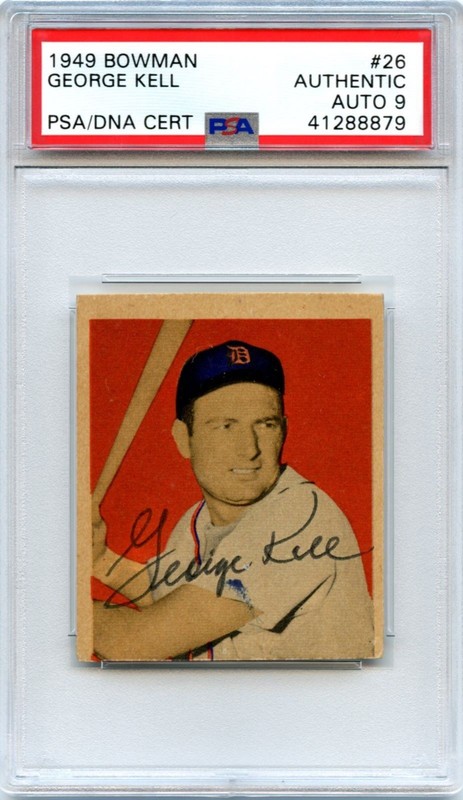 1949 Bowman George Kell #26 Rookie Signed PSA DNA Auto 9 HOF Tigers Dec. 2009
