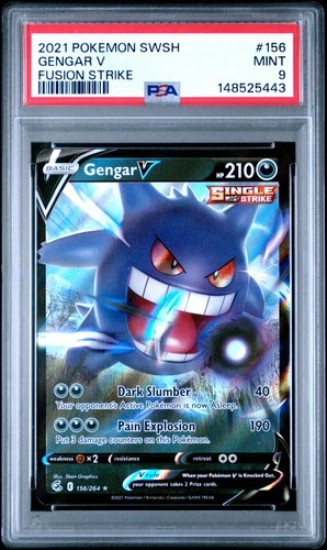 2021 POKEMON SWORD & SHIELD FUSION STRIKE #156 GENGAR V PSA 9