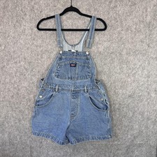 Jordache Denim Overalls Womens Large Blue Jean Bib Shortalls Pockets Buttons 90s