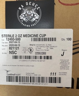 **200** Individually Wrapped Cardinal Health 2oz Sterile Medicine Cups 12493-500