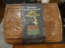 Greener Chef - 3PC  Cutting Boards for Kitchen, Organic Bamboo - Single Tone