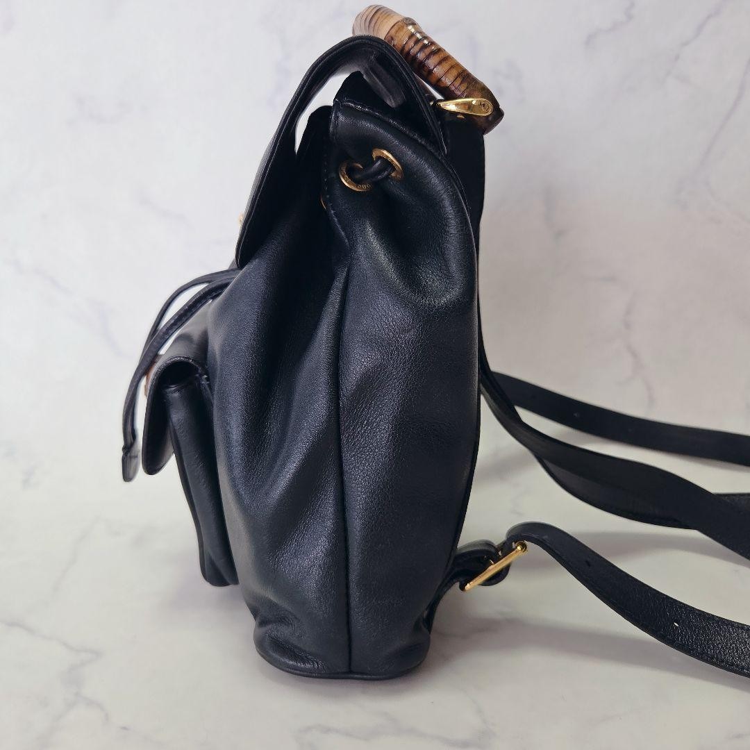 Authentic GUCCI Bamboo Mini Backpack Dark Navy Le… - image 5