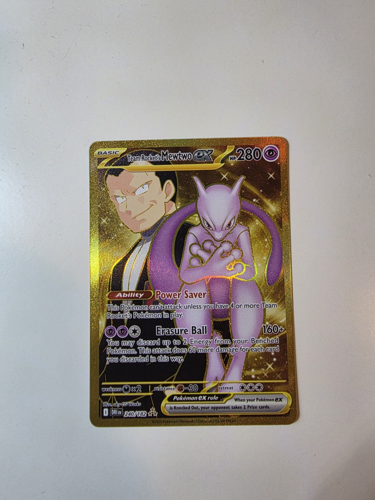 Pokémon TCG Mewtwo EX Team Rockets Hyper Rare Card 240/182 Destined Rivals