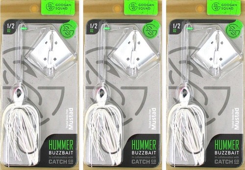 (3) Googan Squad 1/2 Oz. White Hummer Buzz Baits Buzzbaits Brand New In Pack - 第 1/4 張圖片