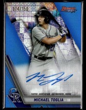 2019 Bowman's Best of 2019 Autographs Blue Refractor Michael Toglia Auto 074/150