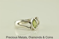 Sterling Silver .50ct Green Peridot Solitaire Open Chevron Band Ring 925 Sz: 7.5