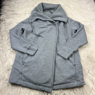 Zella Women's S Gray Draped Collar Sweatshirt Cardigan Wrap