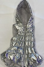 Forever Me Childrens 3T Silver Metallic Puffer Vest with Hood front zip