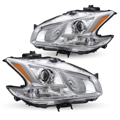 For 2009-2014 Nissan Maxima Sedan Chrome Headlight Amber Corner Lamps Left+Right