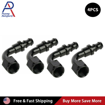 4PCS 90 Degree 10AN Push Lock Hose End Fitting/Adaptor For Oil Fuel Water Air