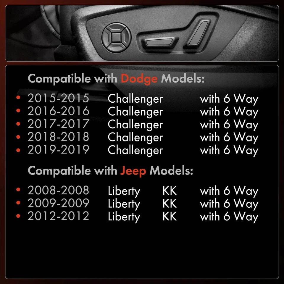 Interruptor de assento dianteiro para motorista Dodge Challenger Jeep Liberty 2008-2009 2012 - Imagem 2 de 4