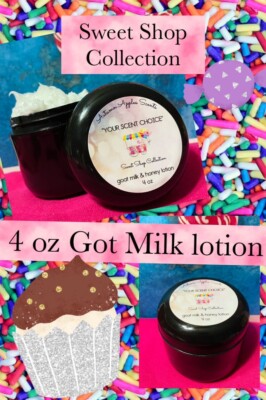 SWEET SHOP COLLECTION! - Yummy, delicious, 4 oz GOAT MILK LOTION - Moisturizing!