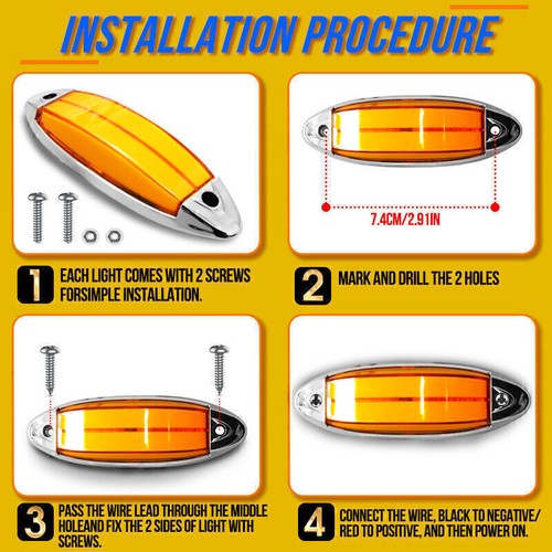2Pcs Car Fender Light Side Marker Light Trailer Clearance Light for Truck Camper - Picture 6 of 19