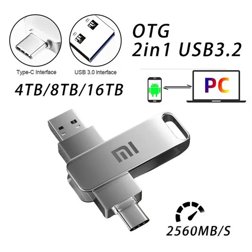 USB PEN DRIVE 3.2 CHIAVETTA USB TYPE-C OTG 2 IN 1 4TB/8TB/16TB PC IPHONE - Foto 6 di 12