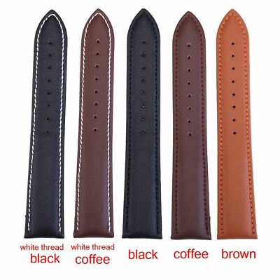10mm-24mm Watch Band Stainless Steel Buckle Strap Stitching Cowhide Leather