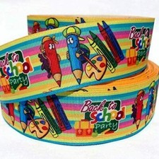GROSGRAIN RIBBON 5/8", 7/8", 1.5", 3" Back to School Pencils Printed