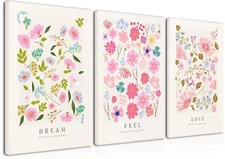 Djmwtb Flower Market Wall Art Prints Framed Set of 3 Colorful Flower Poster F...