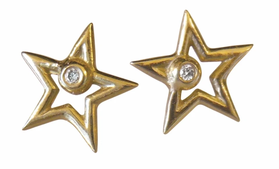 NEW: Star Stud Earrings-Reach for the Stars-Sterling Silver & Diamonds-18K plate - Image 2 of 4