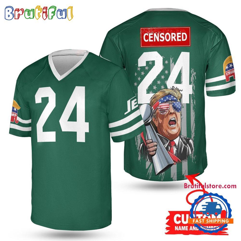 New York Jets Donald Trump Super Bowl Trophy Football Jersey