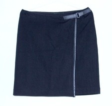 Ralph Lauren Black Lined Wrap Skirt Leather Details Size 2 / M