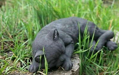 2 Trittsteine Schlafende Katzen - Garten Deko Aus Polyresin, Je 27,9 Cm
