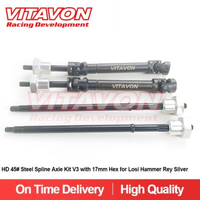 VitavonHD 45# V3  Steel Spline Axle Kit 17MM Hex Hub For Losi Hammer Rey Silver