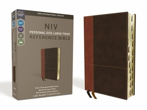 NIV, Personal Size Reference Bible, Large Print, Imitation Leather, Brown,: New - Picture 1 of 1