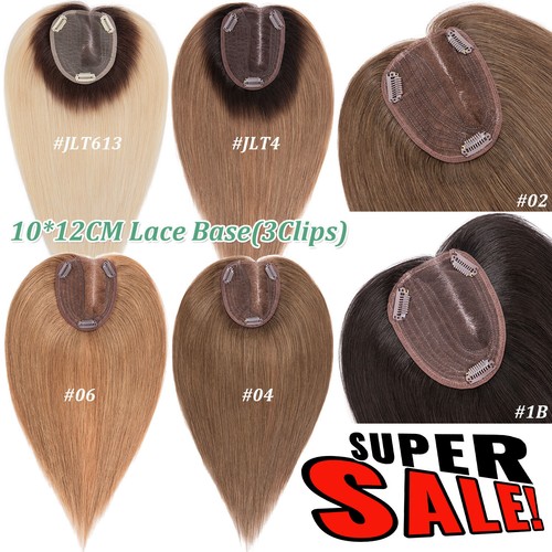 Side Part 100% Remy Human Hair Topper Toupee Hairpiece Clip In Lace Base Top Wig - Picture 4 of 110