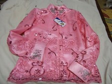 Rhc Equestrian Show Shirt Jacket Flower Pink Holiday Shirt Med Large Or Xl