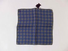  NO CUSTOMS TAX ISAIA blue geometric  polka dots reversible silk pocket square