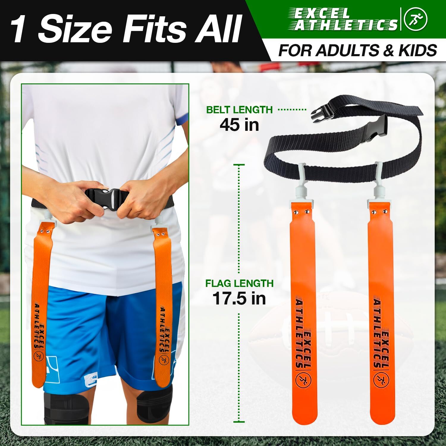 Flag Football Set Adjustable Flag Football Belts for Youth Kids & Adults with...