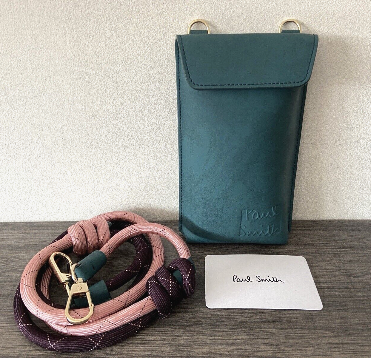 PAUL SMITH TEAL LEATHER PHONE POUCH PURSE CROSSBODY BAG RETAIL £295 BNWT