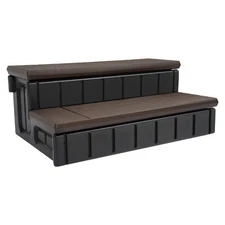 Brown+Black Universal 2 Slip-Resistant Spa & Hot Tub Step Outdoor with Storage