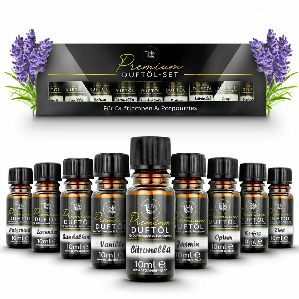 Teufelsküche® Duftöl-Set mit 10ml Fläschchen | 9 verschiedene Premium Aroma-Öle  - Bild 1 von 4